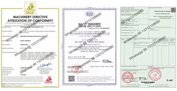 ISO 9001 and CE certificates for Yodel Technology cable carrier manufacturing