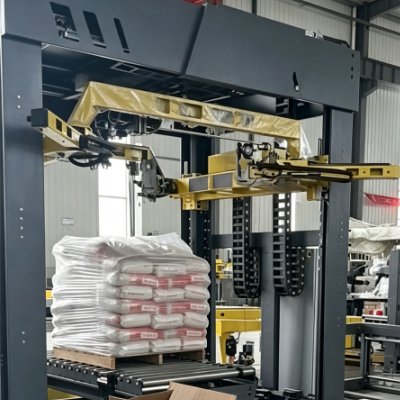 Vertical cable drag chain system installed on automatic palletizing packaging machine