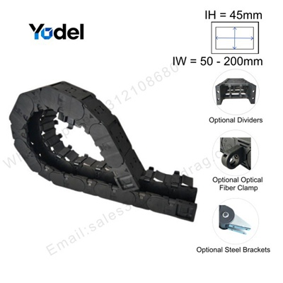 Yodel heavy dutyCNC machine cable carrier drag chain with IH 45mm IW 50-300mm-snap open type 