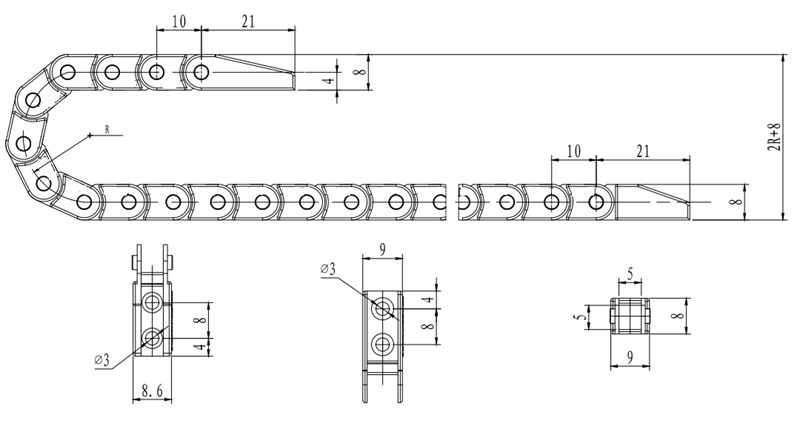 drawings for 5 mini cable chain for small engraving amchines 
