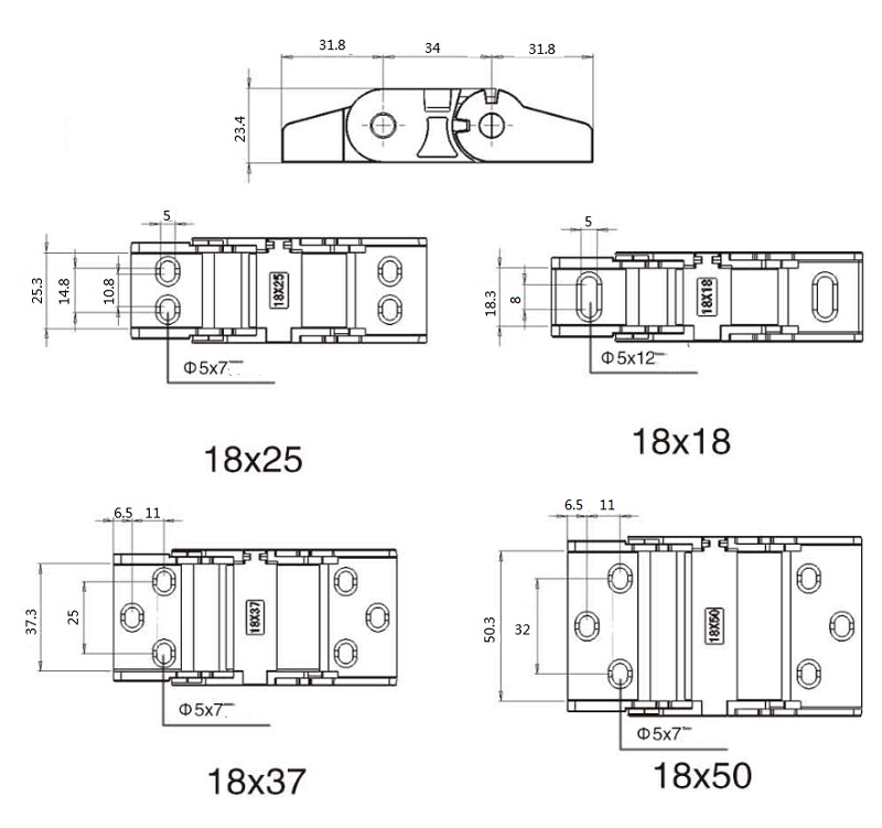 end connectors details for 18mm inner height small energy chain 