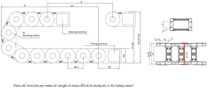 mounting diagram of 30x100  open cable chain 