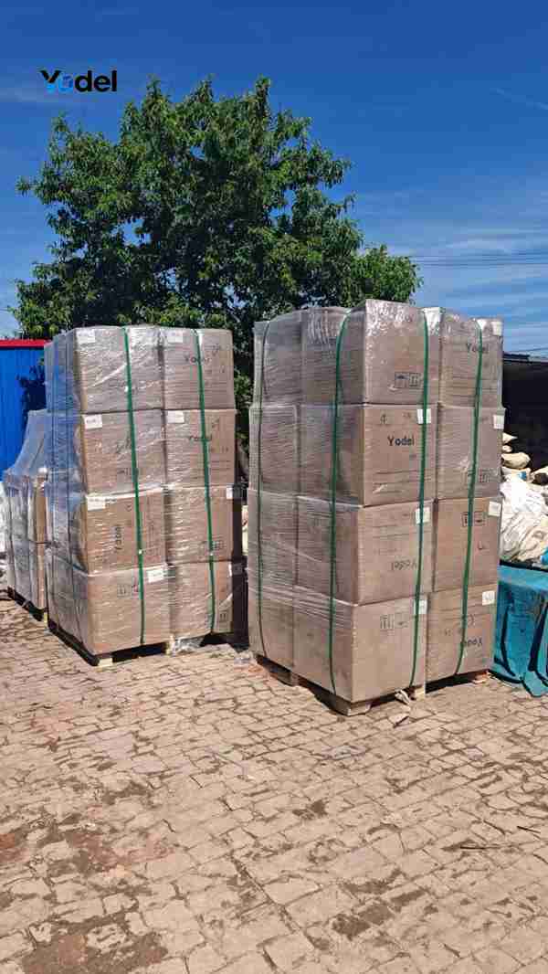cable chain cnc 35x75 stretch wrapped pallet packaging ready for shipping