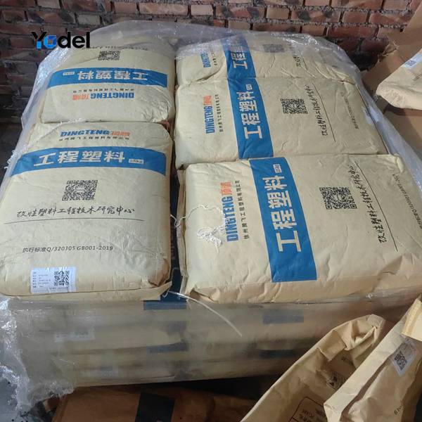 PA66 raw material stock in palletized bags at professional cable drag chain factory for 55x100 energy chains