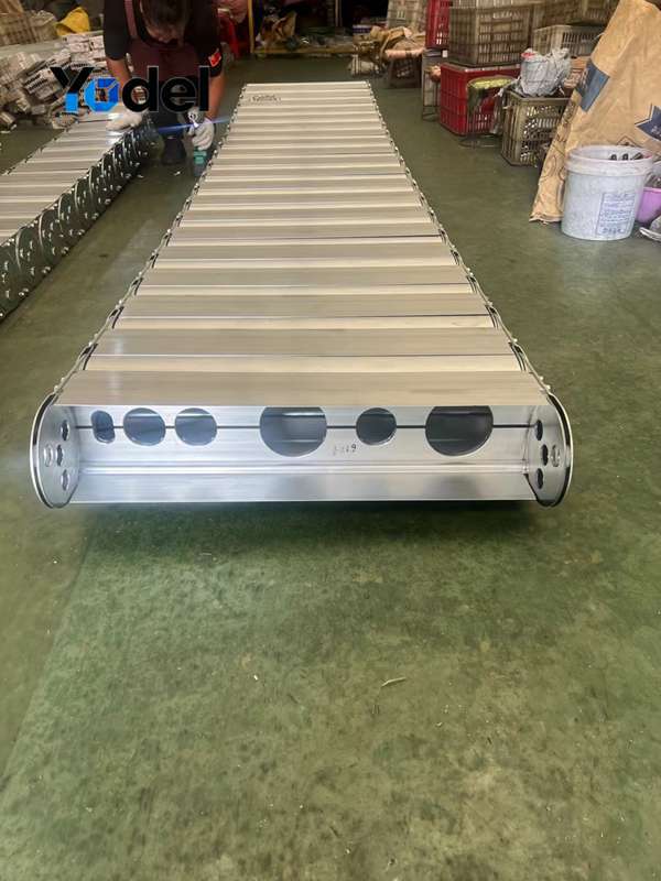 TLG75(30/50/100) fully enclosed stainless steel drag chain finished product with custom perforated aluminum cover plates