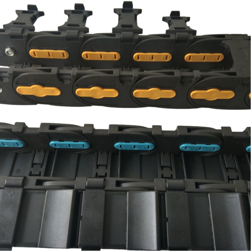 C48mm Series side open type of enclosed reinforced plastic energy chain with steel end connectors 