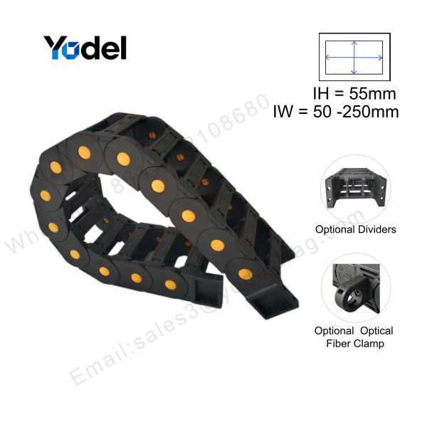 55x100 Bridge Type Plastic Cable Drag Chain Carrier for Industrial Equipment 