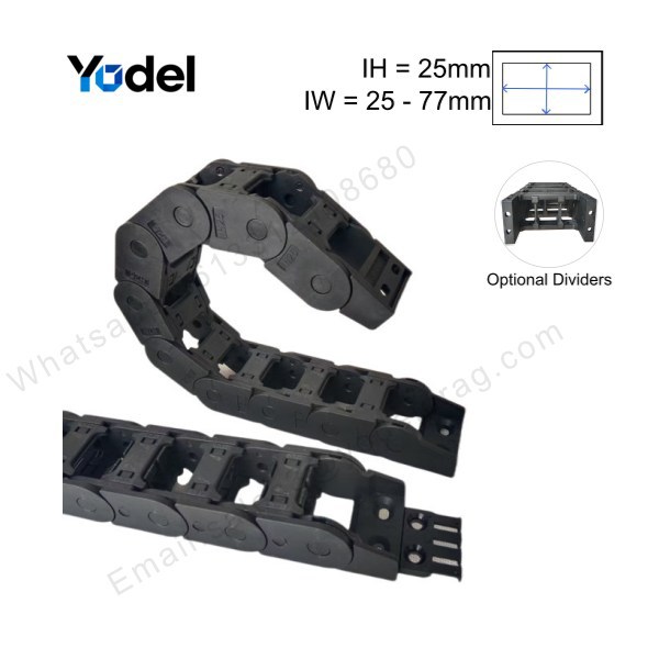 25x38 Plastic Cable Chain - Black Nylon Cable Drag Carrier with Triangular Angle Connectors & Comb Plates