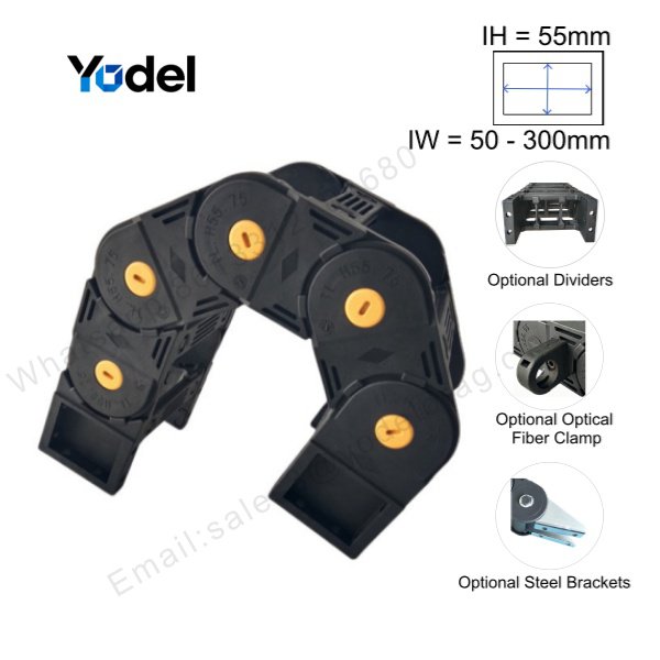 55x150 CNC Cable Carrier Reinforced Cable Track Chains for CNC Machining Center 