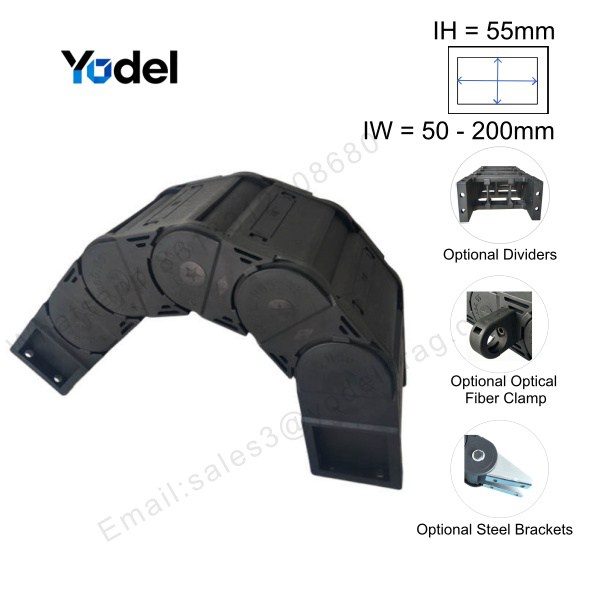 55x200 Cable Carrier Chain Heavy Duty Enclosed Carrier (30% Glass Fiber Reinforced Nylon)
