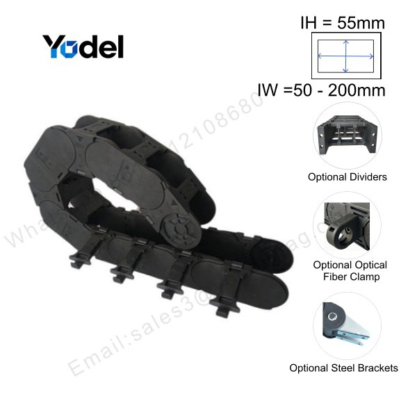Cable Drag Chain 55x200 Snap Open Bridge Type Cable Carrier for CNC Machine Tools & Industrial Automation