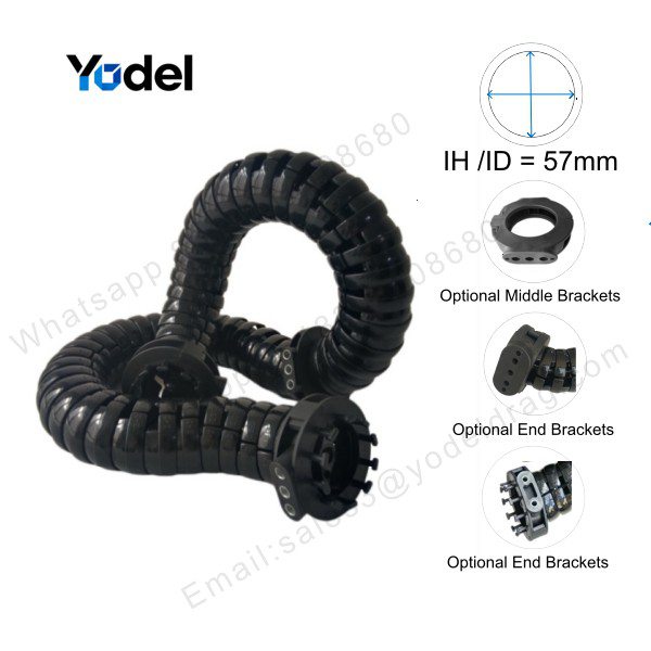 YDLE60 ID57 3D Flexible Cable Tray Chain for Processing Plant Industrial Robots