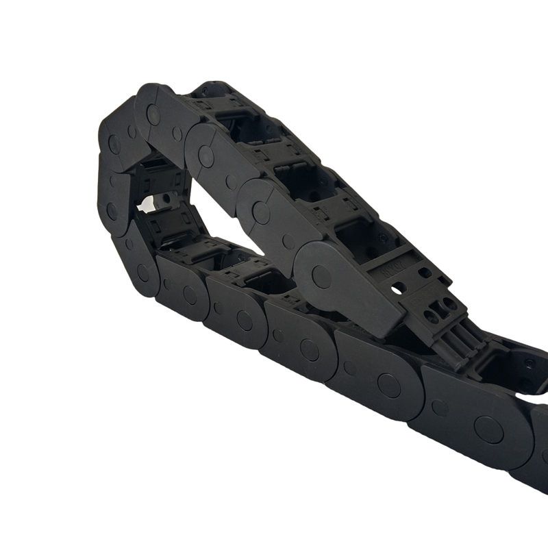 C25mm Series medium load black nylon drag chain with slanted end connectors 