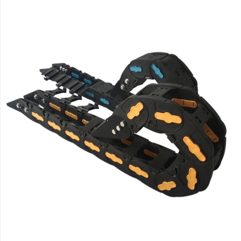 C48mm Series side open type of enclosed reinforced plastic energy chain with steel end connectors 