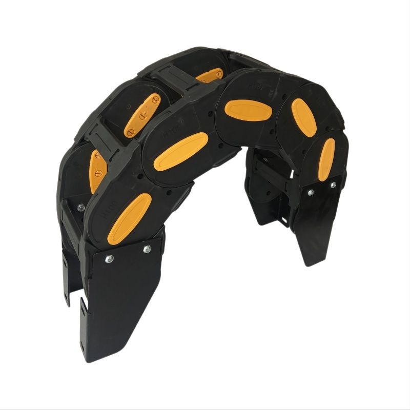 B100mm Series glass fiber reinforced nylon PA66 plastic chain for heavy-duty industrial cable protection with metal connectors 